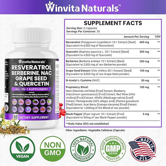 Resveratrol 6000mg Quercetin 4000mg Berberine 2000mg 3000mg -