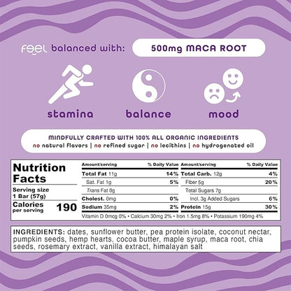 Feel Vegan Protein Bars | Caramel Sea Salt | Keto | Gluten Free | Organic | Maca | 15g Plant Protein | Low Carb | High Protein | Dairy Free | Low Sugar | Grain Free | Nut Free | Soy Free | Non GMO - (Caramel Sea Salt, 10 Pack)