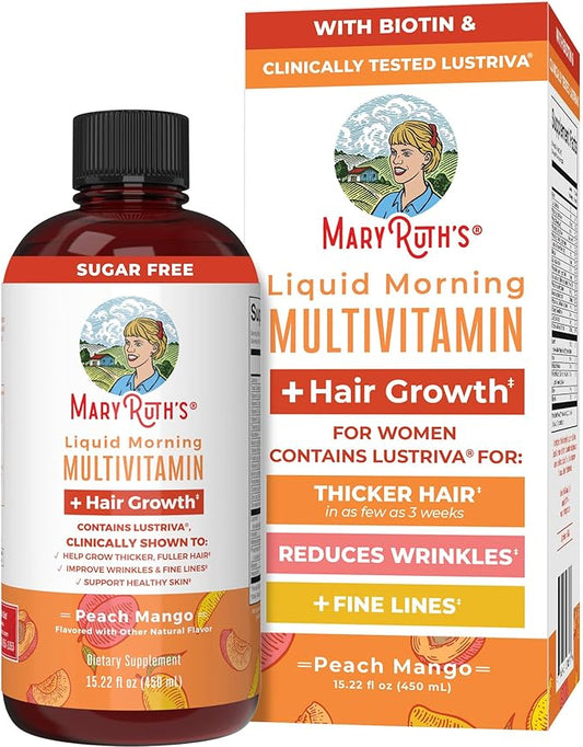 MaryRuth's Liquid Multivitamin + Lustriva® Hair Growth 10000mcg | 18+ | 15.22 Fl
