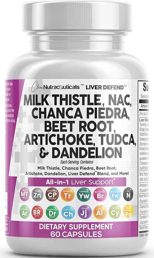 Milk Thistle 3000mg NAC Chanca Piedra 2000mg Beet 2000mg Artichoke 2000mg Dandelion 1000mg - 60 Count