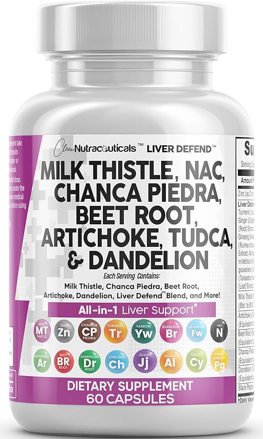 Milk Thistle 3000mg NAC Chanca Piedra 2000mg Beet 2000mg Artichoke 2000mg Dandelion 1000mg - 60 Count