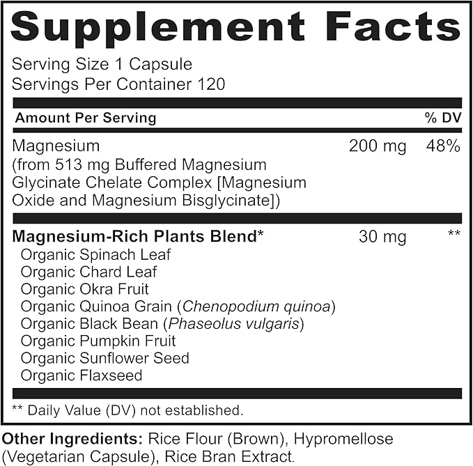 NATURELO Magnesium Glycinate Chelate Complex 200 mg 120 Capsules