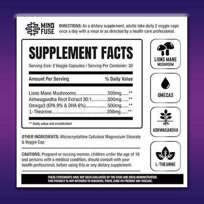 Nootropics Memory Boost Supplement (60 Capsules) 3, L-Theanine