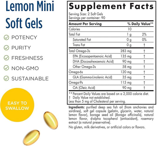 Nordic Naturals Complete Omega Jr., Lemon 180 Mini 283 mg Omega-3s & 35 mg 90 Servings