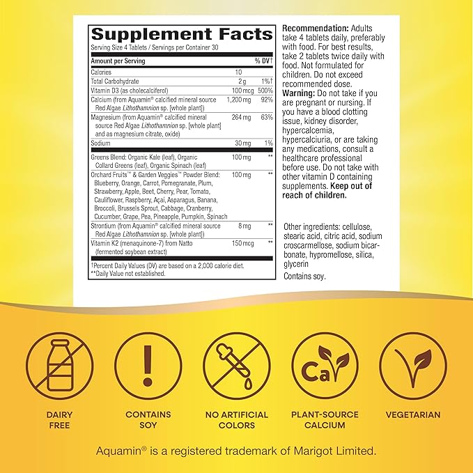 Nature's Way Alive! Calcium Max Absorption, D3 & K2, Magnesium, 120 Tablets