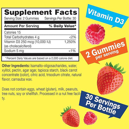 Sugar Free Vitamin D3 10000 IU (250mcg) Extra 60 Gummies (1)