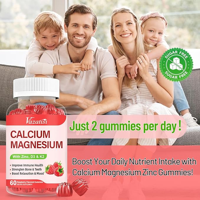 Calcium Magnesium Zinc Gummies with Vitamin D3 & K2, High 60 Gummies…