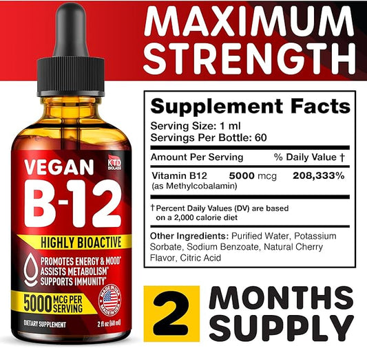B12 Sublingual 5000 mcg Drops B12 Vitamins B12 Sublingual B12-2 fl.