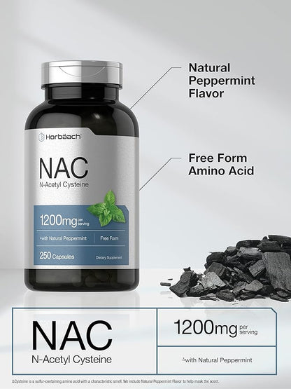 Horbäach NAC N-Acetyl Cysteine Supplement 1200mg 250 Capsules