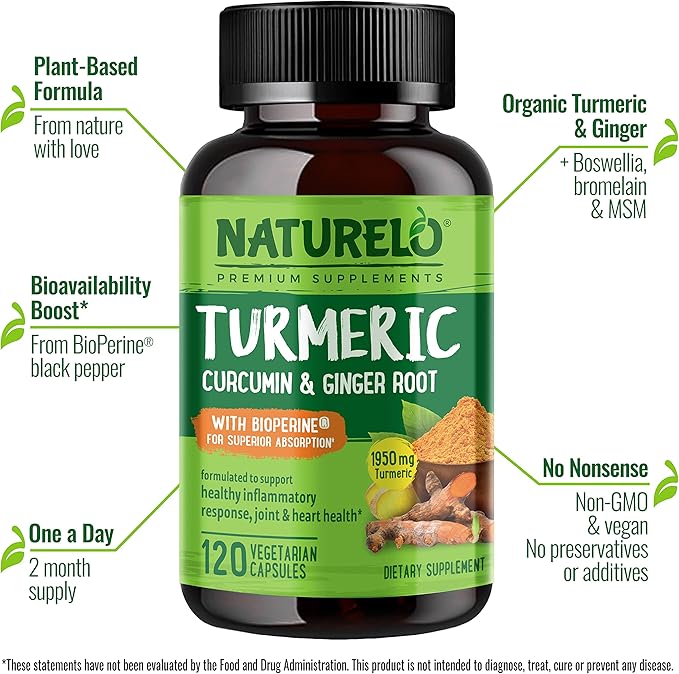 NATURELO Turmeric Curcumin 120 Vegan