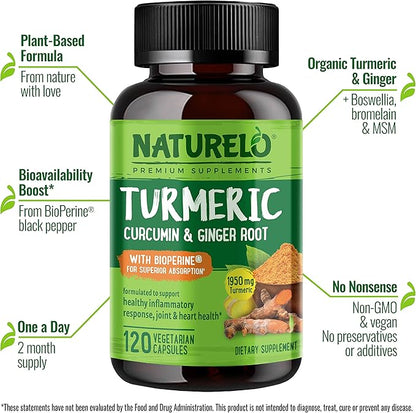 NATURELO Turmeric Curcumin 120 Vegan