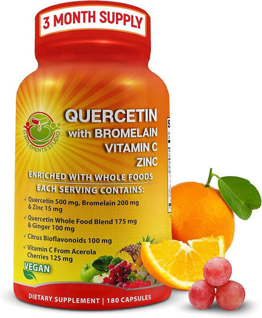 Quercetin with Bromelain Vitamin C and 1215mg per 500mg Capsules 180 count
