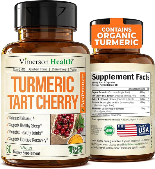 Turmeric Curcumin & Tart Cherry Extract 600mg 10:1 10:1 Tart