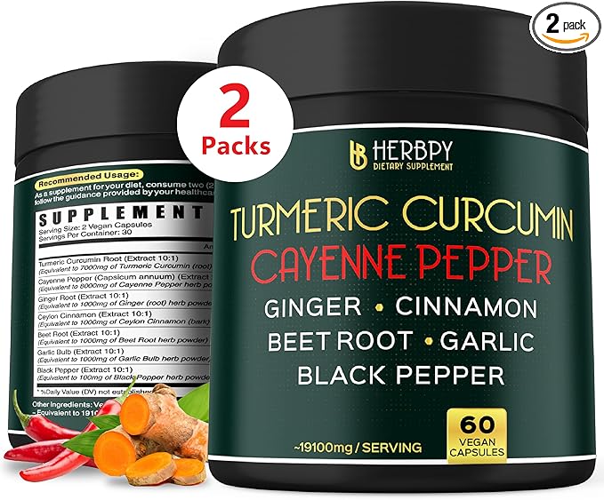 2 Packs Turmeric Curcumin with Cayenne 7in1 Supplement