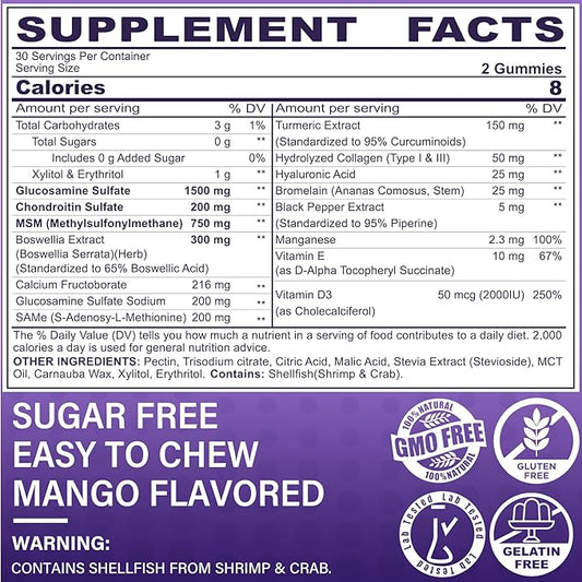 Glucosamine Chondroitin Gummies with MSM, Boswellia 120 Cts