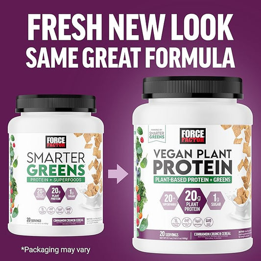 FORCE FACTOR Vegan Plant Protein, Plant-Based 20g Plant 20 Servings