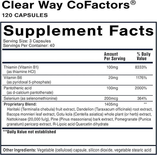 Quicksilver Scientific Clear Way Cofactors - Body Detox Cleanse Support with Vitamin B1, Dandelion Extract, Quercetin & Nattokinase Enzyme - Antioxidant Cleanse to Support Gut Health (120 Capsules)