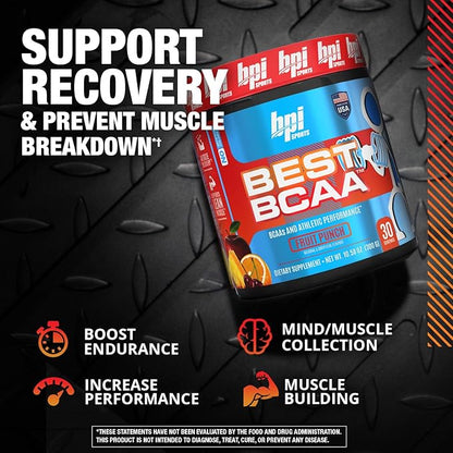 BPI Sports Best BCAA - Building Blocks of Protein and Muscle - Post-Workout Recovery - Weight Loss Support - Fruit Punch, 30 Servings, 300 grams