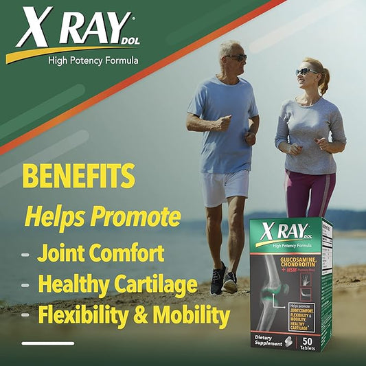 X Ray High Potency Joint Health 1500mg, Chondroitin 300mg, MSM 120 mg, 50 Count