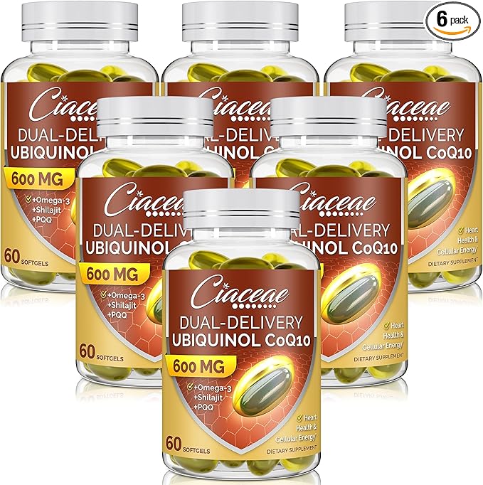 Ubiquinol CoQ10 600 MG Softgels Omega-3 & Coenzyme-Q10, Active CoQ10 Ubiquinol 360 Servings