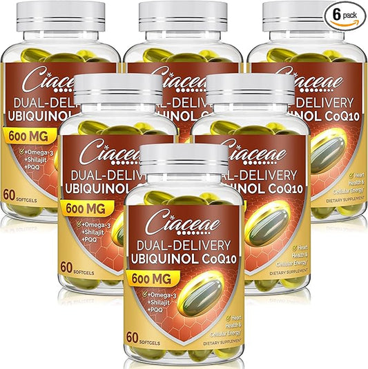 Ubiquinol CoQ10 600 MG Softgels Omega-3 & Coenzyme-Q10, Active CoQ10 Ubiquinol 360 Servings