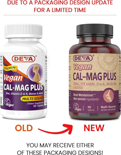 DEVA Vegan Calcium Magnesium Supplement Plus, 90-Tablets, 2-Pack 2-Pack