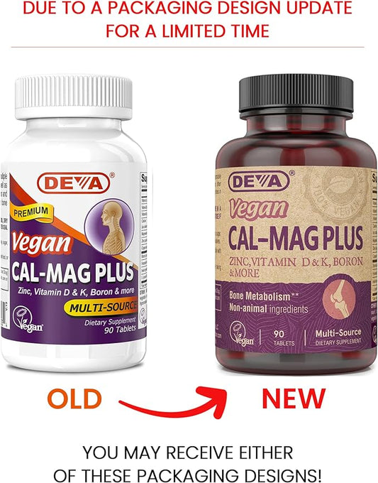 DEVA Vegan Calcium Magnesium Supplement Plus, 90-Tablets, 2-Pack 2-Pack