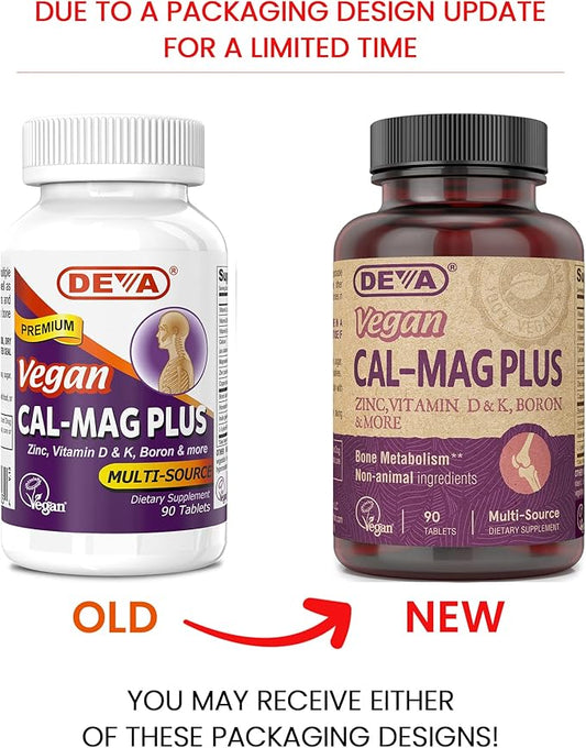 DEVA Vegan Calcium Magnesium Supplement Plus, 90-Tablets