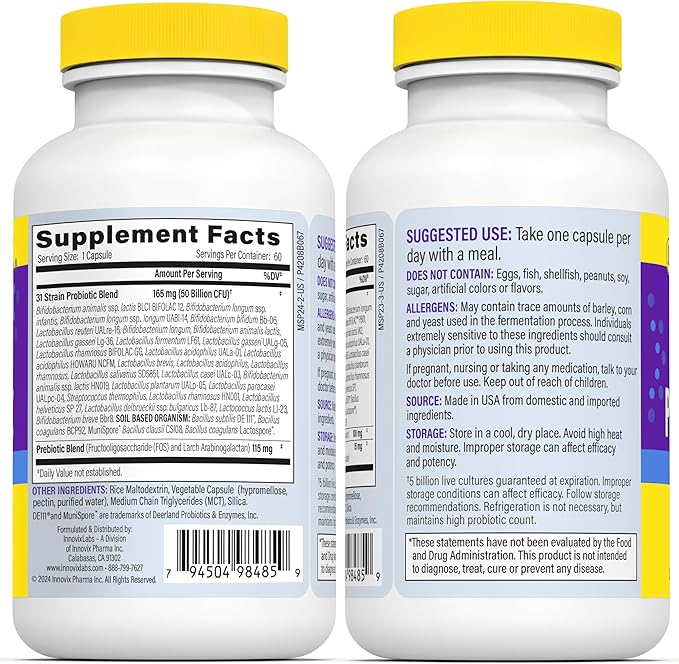 InnovixLabs Multi Strain Probiotics for Women 50 Billion 60 Capsules