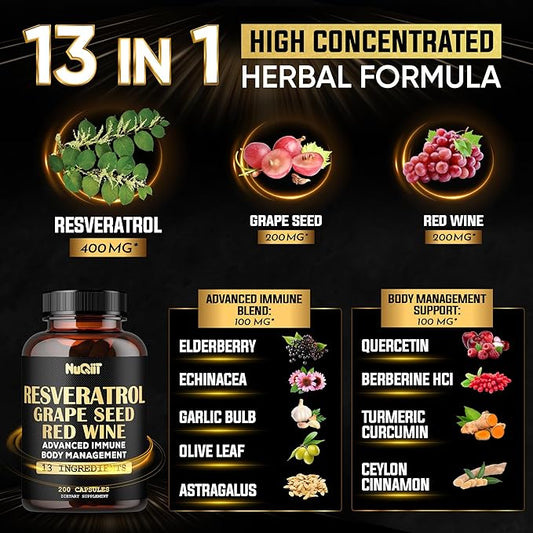 Extract 30:1 Trans Resveratrol Supplement 1000mg 200 Capsules 100 Servings
