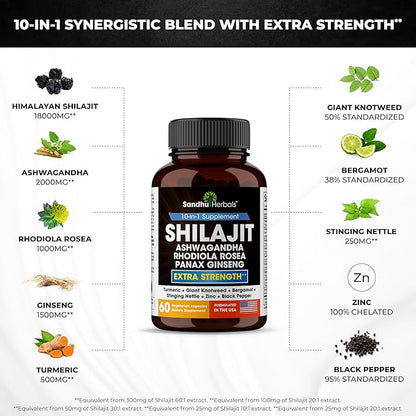 Pure Himalayan Shilajit Capsules for Men 60 Count