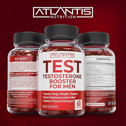 Testosterone Booster For Men Gummies - Male Enhancement, Boosts Energy, & Optimizes Physical Performance. Formulated with Tribulus, Horny Goat Weed, Saw Palmetto, Maca Root & More - 60 Gummies