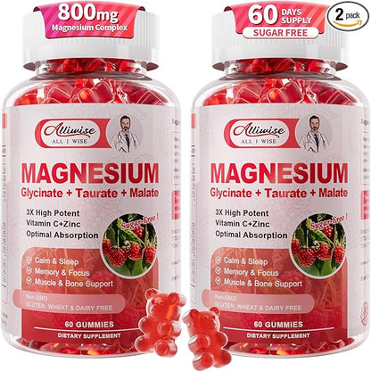 2Pack Magnesium Glycinate Gummies 500mg,Magnesium Potassium Supplement with Taurate, Malate, for Sleep,Relaxation,Calm, Muscle & Cardio Support,Self Care Gifts,Relaxation Gifts for Women