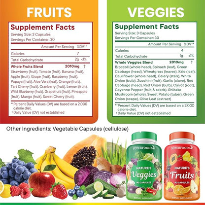 Superfood 180 Fruit and 180 Veggie -100% Whole (90 Count 4)
