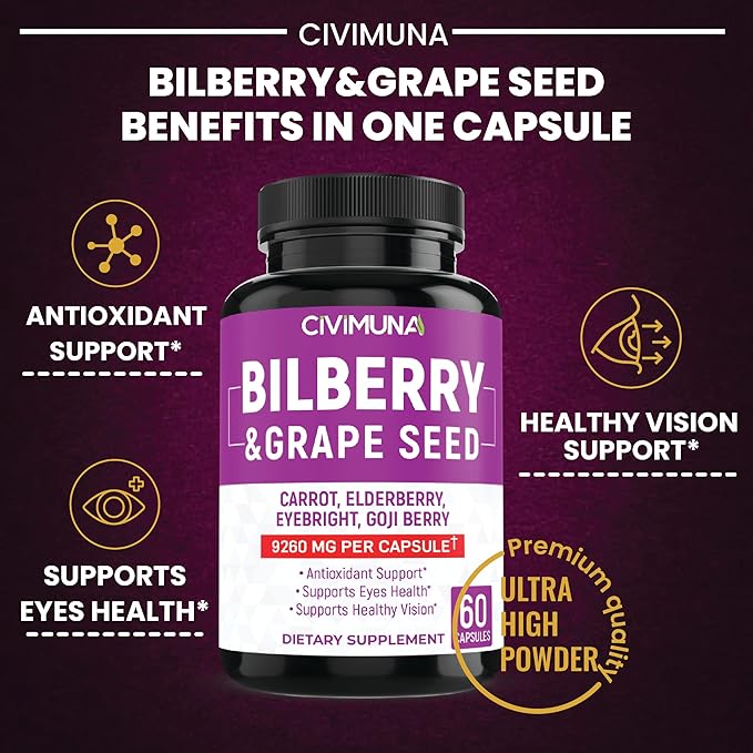 (2 Packs) Bilberry Capsules 9260mg 4 Months