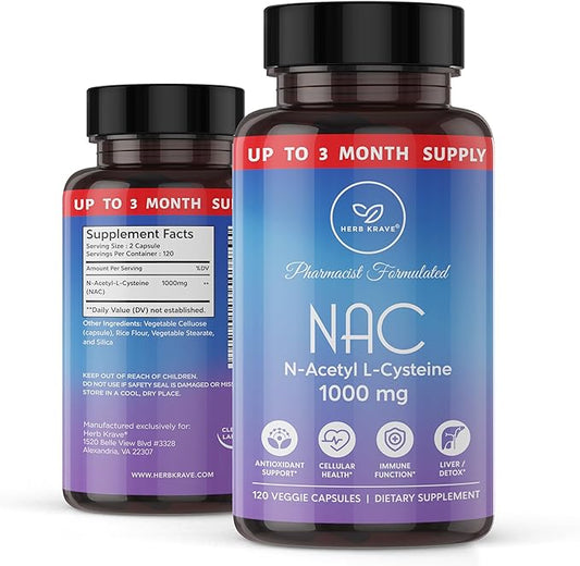 NAC Supplement N-Acetyl Cysteine 1000 mg, 120 N-Acetyl-L-Cysteine