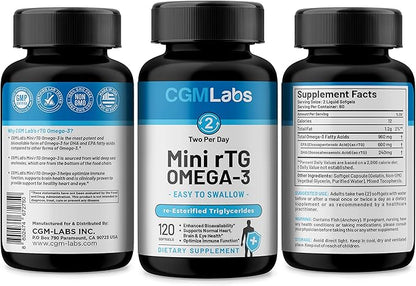 rTG Omega 3 Fish Oil Dietary Supplement 960mg - 120 Softgels