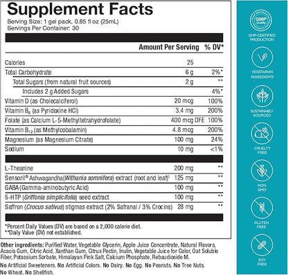Healthycell Calm Mood - Ashwagandha Supplement for Stress Relief with L-theanine, Magnesium, GABA, Saffron - Cortisol Manager - Maximum Absorption Gel Vitamin for Mood & Relaxation, 30 Gel Packs
