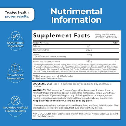 Ambrosia Amrita Gummies – Organic, Plant-Based, Natural Whole Foods Based, Complete Nutrition for All Ages, Honey-Flavored Gummies, 30 Count Pack