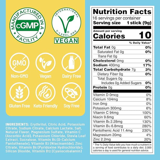 Venture Pal Sugar Free Electrolyte Powder Packets - Liquid Daily IV Drink Mix for Rapid Hydration & Party Recovery | 5 Vitamins & 7 Electrolytes| Keto Friendly | Non-GMO | Certified Vegan | 16 Sticks