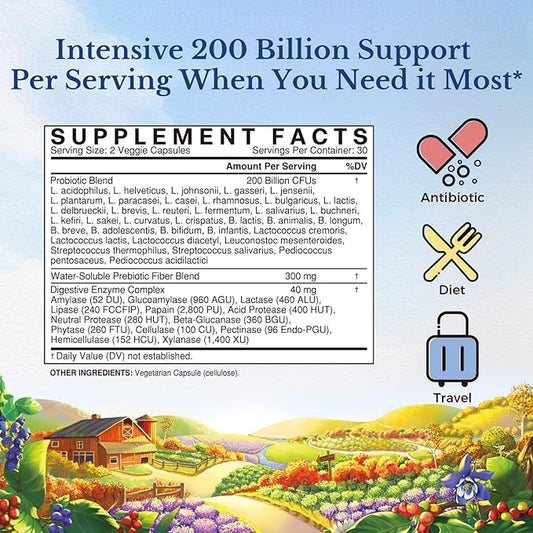 VITALITOWN Probiotics 200 Billion CFUs 36 Strains 60 ct
