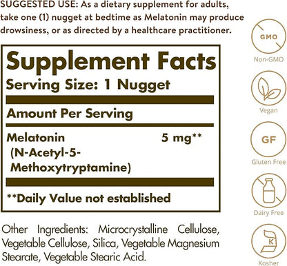 Solgar Melatonin 5 mg, 120 Nuggets 120 Servings