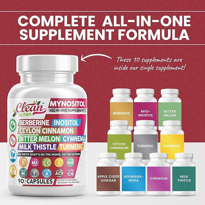 Clean Nutra Berberine Inositol Supplement 90 Vegan