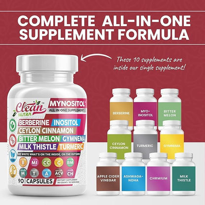 Clean Nutra Berberine Inositol Supplement 90 Vegan