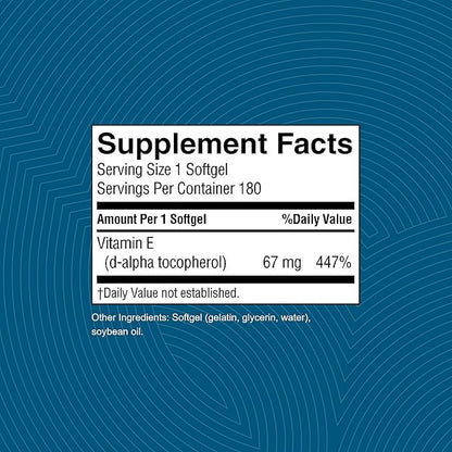 Nature's Sunshine Vitamin E 100 IU, 180 Softgels