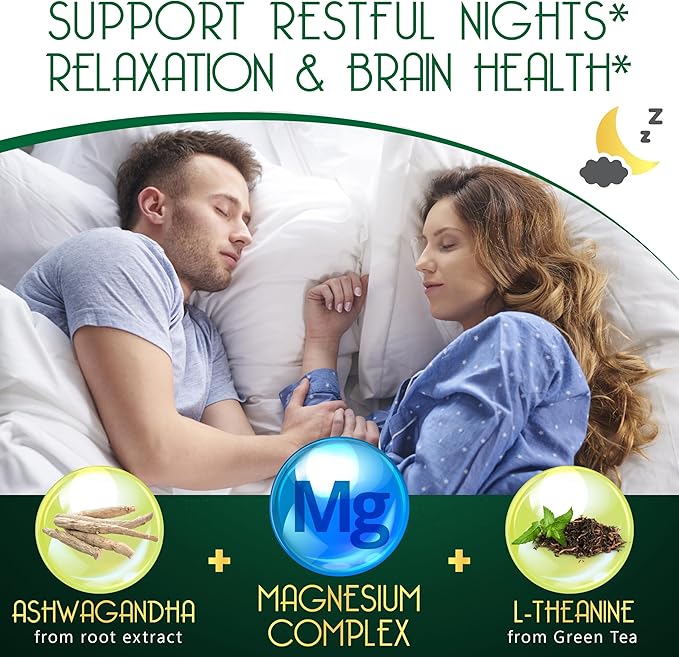 Relaxation & Restful Night with Magnesium D3, Ashwagandha 120 Vegan