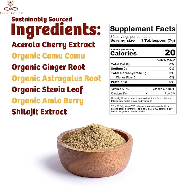 Infinity-C Organic Vitamin C Powder 1000mg | (30 servings)