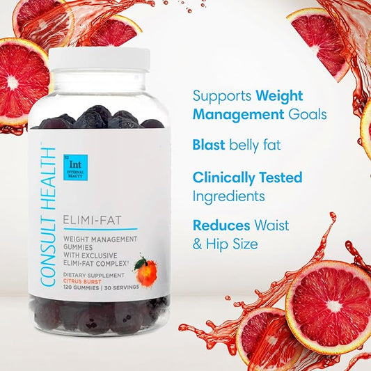Consult Health ELIMI-Fat Apple Cider Vinegar Morosil Weight Management Gummies - Supports Weight Loss- Gluten Free, Keto, Vegan - Citrus Flavor 120 Count