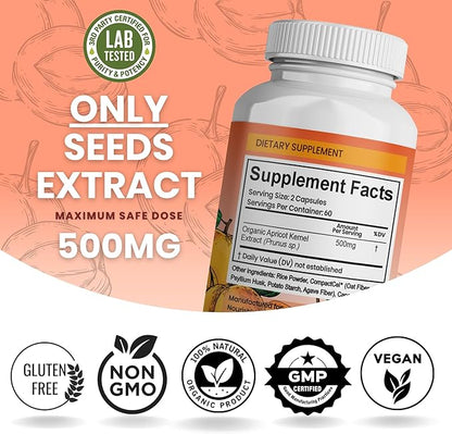 Organic Apricot Seeds Extract 500mg - 500mg 120 120 caps
