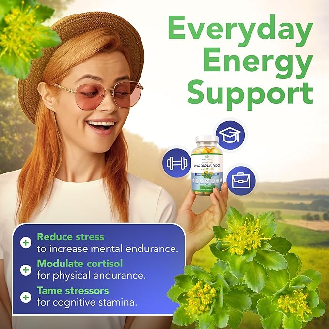Sugar-Free Rhodiola Rosea Gummies (1500mg/Serving) Adaptogenic 60 Vegan